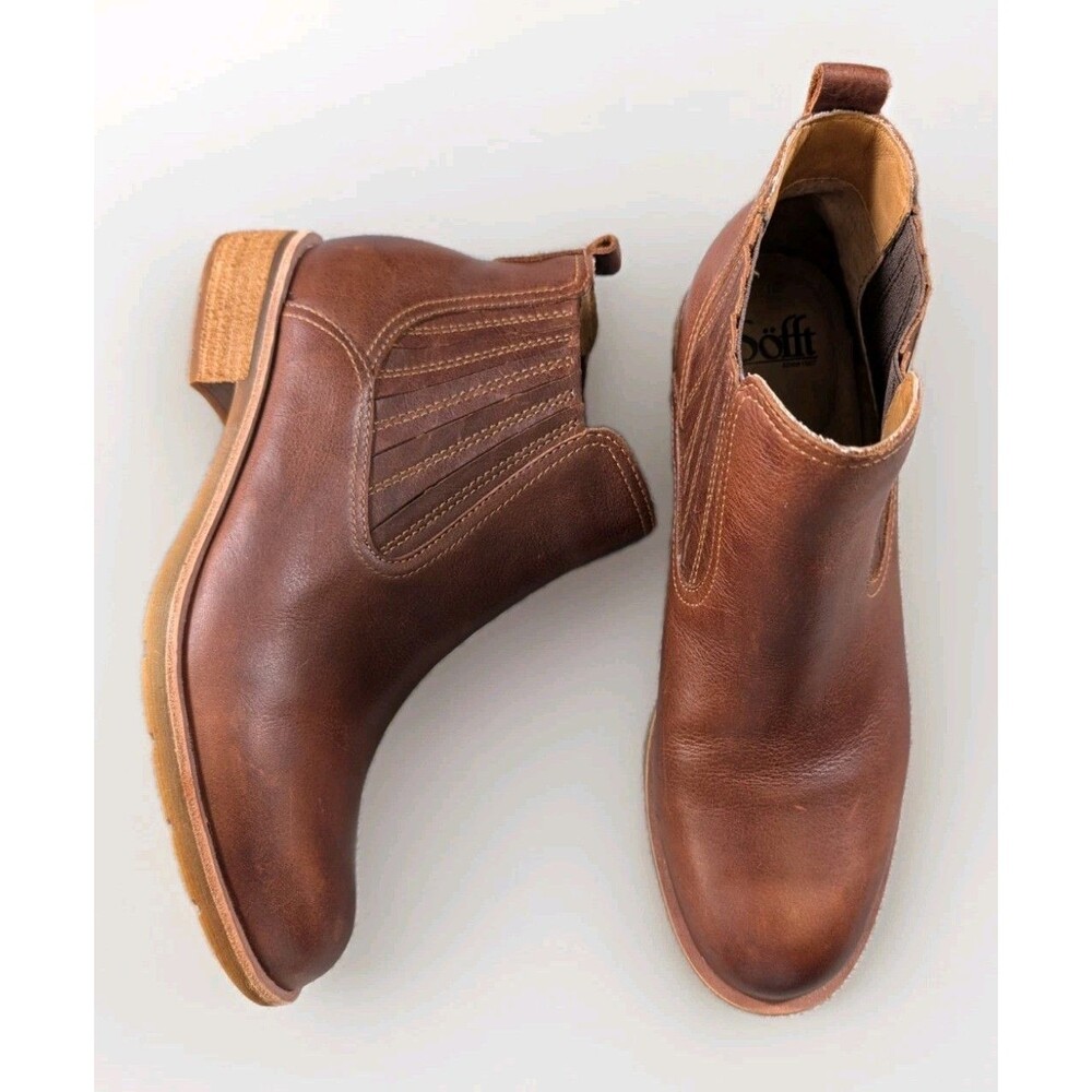 Aqua Soft Bellis Chelsea Boots Womens 10M Brown Leather Ankle Comfort